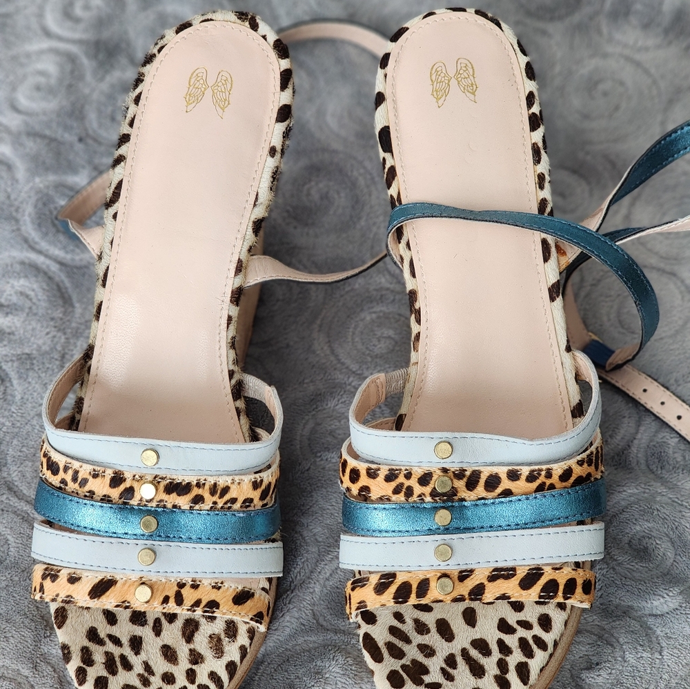 Leopard Print Strappy Sandals with Blue Accents from Victoria Secert